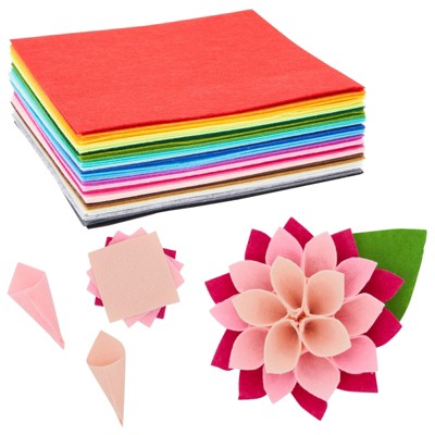Felt Fabric Sheets - 50-Pack 8 x 8 inches (20cm x 20cm) Felt Squares in Assorted Colors, 2 Sheets per Color, for Patchwork, Sewing, 1mm Thick