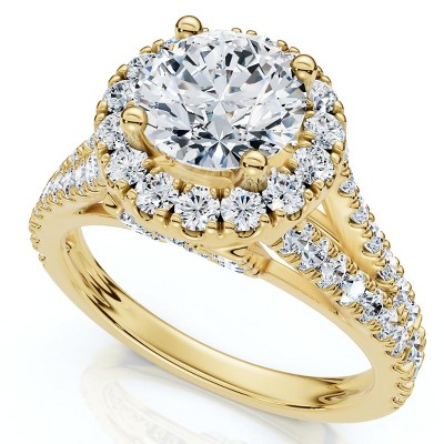 Pompeii3 1 3/4Ct Diamond & Moissanite Halo Engagement Ring in 10k Gold