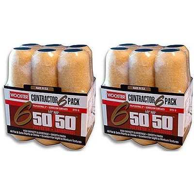 Wooster Genuine 9" 50/50 1/2" Nap 2 Sets Of 6-Pack Roller Cover - R751-9-2PK