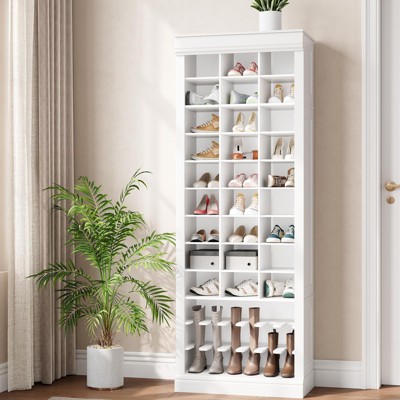 Shoe Storage Cabinet,10-Tier Tall Shoe Cabinet w/Boots Racks&27 Cubbies,Freestanding Entryway Shoe Organizer for Closet,Entryway, Living Room