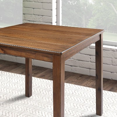 Walnut 5-Piece Square Counter Height Dining Set with Ladder-Back Chairs