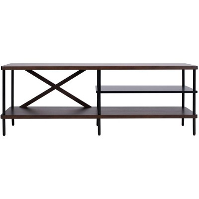Bruno Industrial Media TV Stand - Walnut/Black - Safavieh.