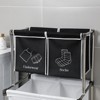 Laundry basket 2-layer four-wheel clothes sorting machine, 4 detachable bags, bathroom laundry bags, living room bedroom laundry basket - 3 of 4