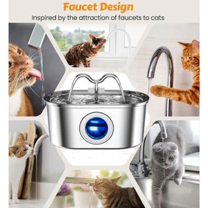 TopComfy Automated Pet Fountain 3.2L Cowhorn Shaped Pet Water Dispenser Anti Spill Free Automatic Waterer for Pets, Silver, 10.24"*7.87"*4.72" - 1 of 4