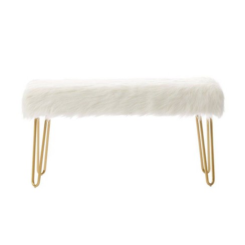 White fur deals ottoman target