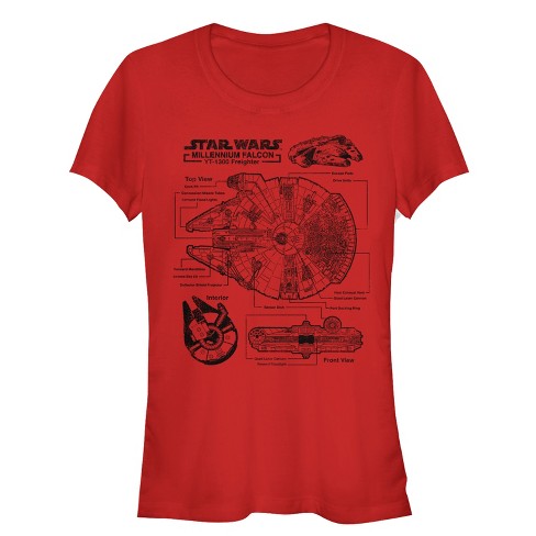 Juniors Womens Star Wars Solo s Hunk Of Junk Schematics T shirt