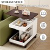 Lyngins Lift-Top Rotating Side Table – Wood Grain, 360° Swivel, Lockable Casters, End Table for Living Room, Nightstand with Storage - 4 of 4