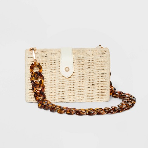 Straw Chain Shoulder Handbag - A New Day™ - image 1 of 4