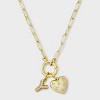 14K Gold Dipped Cubic Zirconia Puffy Heart Charm Initial Necklace - A New Day™ Gold - 2 of 4