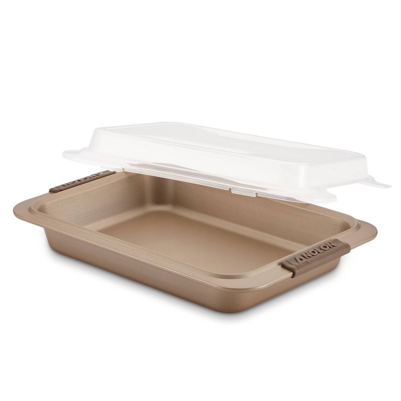 Anolon Advanced Bronze Bakeware 9&#34; x 13&#34; Nonstick Covered Cake Pan with Silicone Grips, 5 of 8