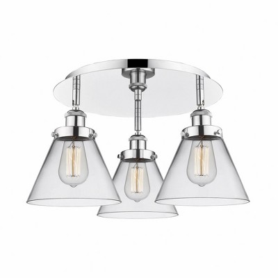 Cone - 3 Light Flush Mount In Art Deco Style-9.5 Inches Tall and 19.5 Inches Wide