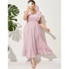 Coolmee Women's Plus Size Summer Boho Dress Ruffle Cap Sleeveless V Neck Long Beach Maxi Dress - 2 of 4