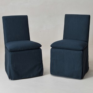 KINWELL Performance Fabric Slipcover Dining Chair Side Chair With Casters, Set of 2 - 1 of 4