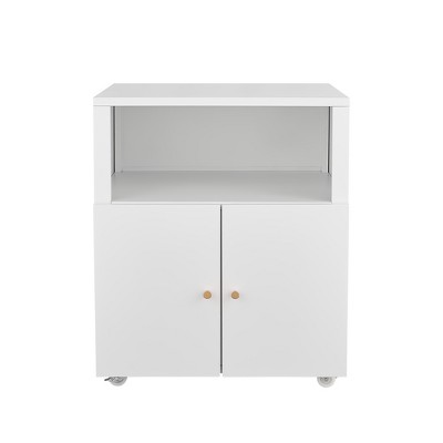 NicBex Modern File Cabinet with 2 Doors, Lateral Metal Filing Cabinets with Wheels,Office Cabinet for Home, Office,White/Black