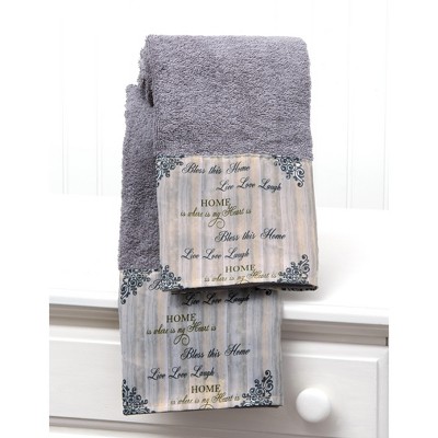 Lakeside Inspirational Farmhouse Hand Towels with Sentiments, Distressed Print - Set of 2