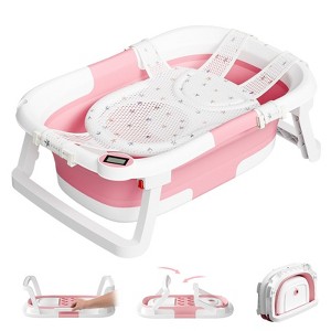 Napei Collapsible Baby Bathtub for Infants and Toddlers with Bath Net and Thermometer - 1 of 4