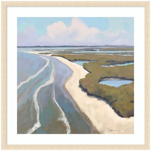 Kate and Laurel Framed Art coastal visions by Mary Sparrow, 34x34, Woodgrain Stripe Blonde - 1 of 4