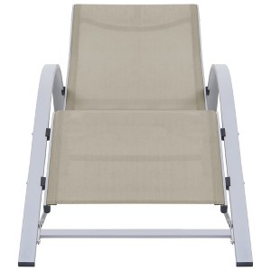vidaXL Patio Lounge Chair Porch Poolside Sunbed Backyard Sunlounger Textilene - Cream - 1 of 4