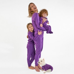 Leveret Matching Family Pajamas – Solid Dark Purple – 100% Cotton – Customizable for Personalization - 1 of 4
