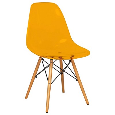 LeisureMod Cresco Mid-Century Modern Acrylic Dining Chair with Wooden Dowel Eiffel Legs – Kitchen & Dining Room Chair