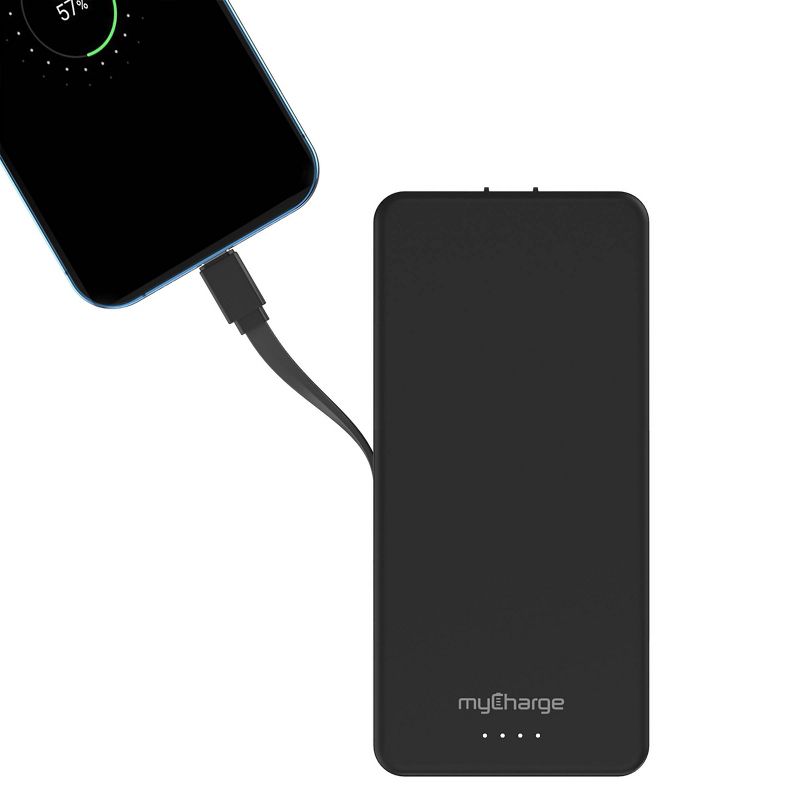 myCharge Amp Prong Max 20000mAh/12W Output Power Bank with Integrated Charging Cable - Black, 6 of 7