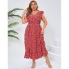 Clearlove Women's Summer Plus Size Dress Ruffle Cap Sleeveless V Neck Side Split Long Beach Maxi Dress - 2 of 4