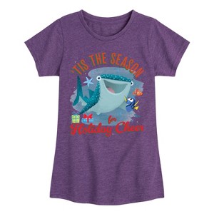 Girls' - Finding Dory - Tis the Season for Holiday Cheer Fitted Short Sleeve Graphic T-Shirt - 1 of 3