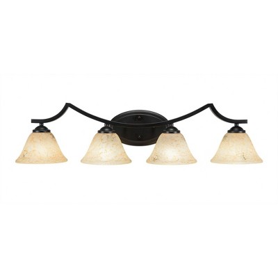Toltec Lighting Zilo 4 - Light Vanity in  Matte Black with 7" Italian Marble Shade