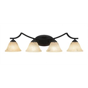 Toltec Lighting Zilo 4 - Light Vanity in  Matte Black with 7" Italian Marble Shade - 1 of 1