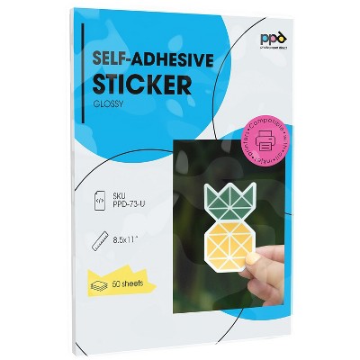 PPD Glossy Printable Sticker Paper 8.5x11" 50 sheets 120 gsm for Inkjet Printers