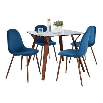 LumiSource 5pc Folia Pebble Dining Set Walnut