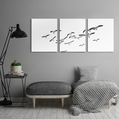Americanflat Birds at the Beach by Sisi and Seb Triptych Wall Art - Set of 3 Canvas Prints