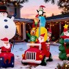 TopComfy Decorative Holiday Scene Props Inflatable Santa Gift Delivery Truck with Elf Reindeer Penguins for Yard Decor, Red, 10.64"*6.3"*13.79" - 2 of 4