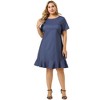 Agnes Orinda Women's Plus Size Cross Back Ruffle Hem Formal Chambray T-Shirt Dresses - 4 of 4