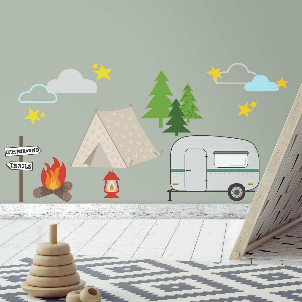 Photos - Other for Repair Roommates Camping Peel and Stick Wall Decal - : Vinyl Self-Adhesive Decor for All Ages, Modern Shapes, 24pc 