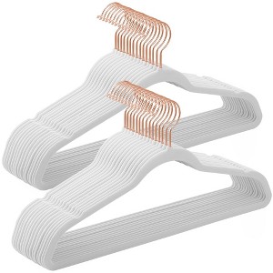 SONGMICS Velvet Hangers Non-Slip Hangers with Rose Gold-Colored Swivel Hooks Slim Space-Saving Hangers - 1 of 4