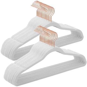 SONGMICS Velvet Hangers Non-Slip Hangers with Rose Gold-Colored Swivel Hooks Slim Space-Saving Hangers