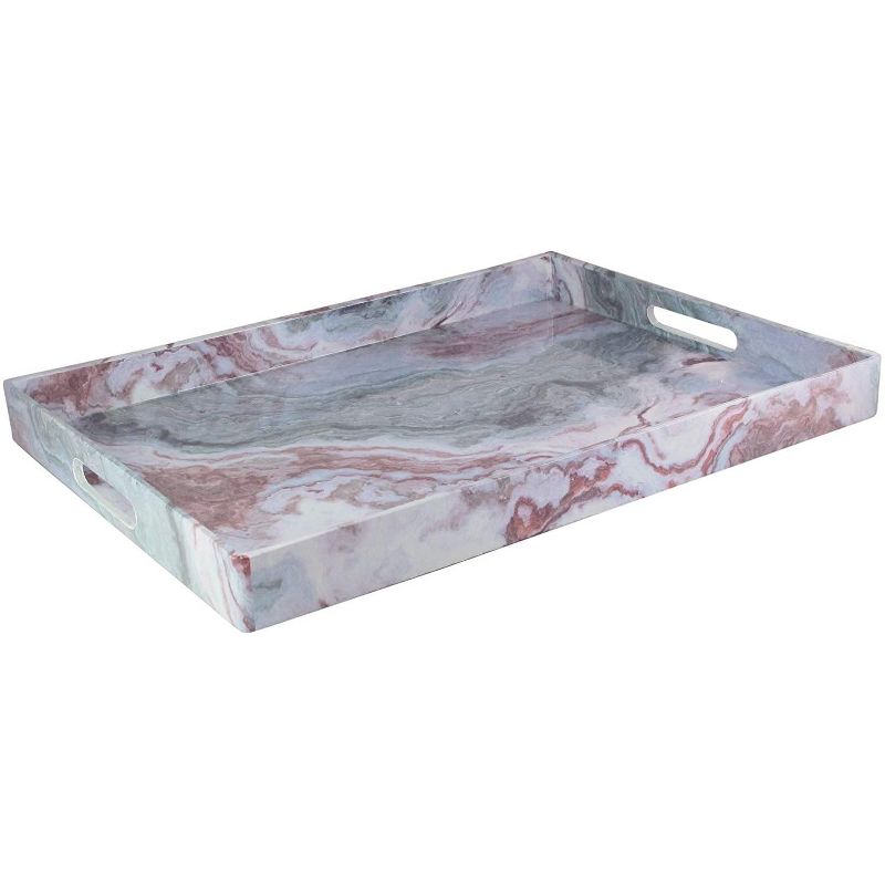 American Atelier Serving Tray, Large Rustic Decorative Platter w/Carry Handles, Gorgeous Maple Wood/Swirl Pattern, 1 of 4