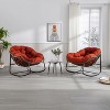 Angel Sar Rocking Chair Outdoor, Large Egg Chair with Padded Cushion, Comfy Rattan Patio Rocking Chairs, Red - 3 of 4