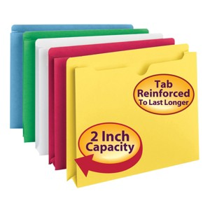 Smead File Jacket, Reinforced Straight-Cut Tab, 2" Expansion, Letter Size, Assorted Colors, 10 per Pack (75688) - 1 of 4