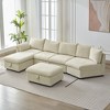 146.9"W L-Shaped Sectional Sofa with a Movable Storage Ottoman, Pull-out Sofa Bed with a Storage Chaise Lounge and 2 USB Ports 4S - ModernLuxe - 4 of 4
