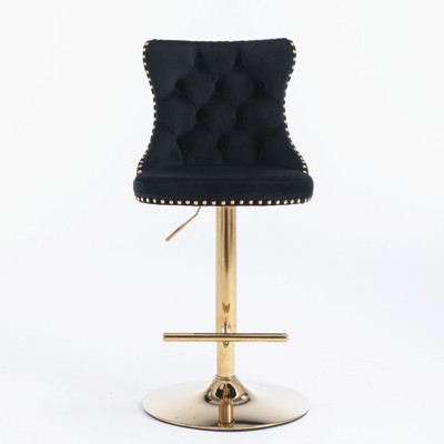 OUTSUPPLY Set of 2 Luxury Swivel Velvet Bar Stools, Adjustable Height, Tufted Back, Stable Base