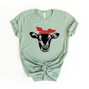 Simply Sage Market Women's Cow and Bandana Short Sleeve Graphic Tee - 1 of 4