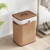 Costway Rectangle Bamboo Hamper Laundry Basket Washing Cloth Bin Bag Lid Black/Natural/Brown/Bamboo - 4 of 4