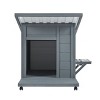 Weatherproof Wooden Dog House With Wheels And Built in Food Bowls,Portable Outdoor And Indoor Pet Shelter–LAOTIES - 3 of 4