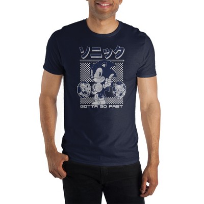 Sonic Video Game Mens Blue Short Sleeve Graphic Tee Shirt