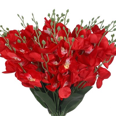 REGALWOVEN Lifelike Silk Decorative Artificial Phalaenopsis Flowers 16.1" 6 Pcs