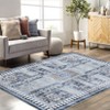Washable Area Rug Retro Chic Medallion Distressed Design Living Room - 3 of 4