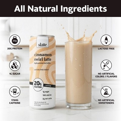 Slate Milk Cinnamon Swirl Latte High Protein Iced Coffee - 11 fl oz Can