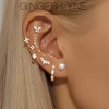 Pearl Flat Back Earrings for Women Sterling Silver Cartilage Helix Upper Lobe Body Piercing Stud Ginger Lyne - 2 of 4